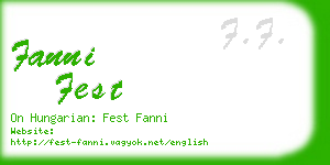 fanni fest business card